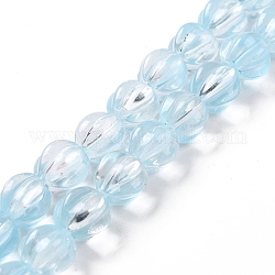 Abalorios de vidrio transparente hebras, linterna, luz azul cielo, 10.5x9.5x10.5mm, agujero: 1 mm, aproximamente 38 pcs / cadena, 15.24 pulgada (38.7 cm)