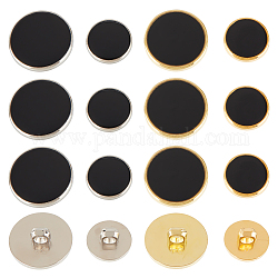 Olycraft CCB Style Plastic Shank Buttons, with Black Enamel, Flat Round, Mixed Color, 15x7.5~8mm, 21.5x8mm, 80pcs/box