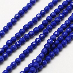 Synthetic Gemstone Lapis Lazuli Faceted Round Beads Strands, Lapis Lazuli, 2mm, Hole: 0.8mm, about 190pcs/strand, 16 inch