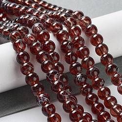 Drawbench Transparent Glass Beads Strands, Spray Painted, Round, Saddle Brown, 6mm, Hole: 1.3~1.6mm, 31.4 inch
