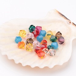 Austrian Crystal Charm Loose Beads for Jewelry Making Findings, Mixed Color 5301 Bicone, about 4mm long, 4mm wide, Hole: 1mm