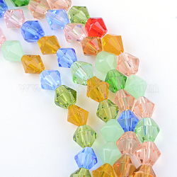 Glass Beads Strands, Faceted, Bicone, Mixed Color, 8mm, Hole: 1mm, about 43pcs/strand, 13 inch