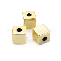 UV-Beschichtung Acryl europäischen Perlen, Würfel, golden, 15x15x15 mm, Bohrung: 6 mm