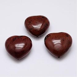 Натуральный бисер из обсидиана из красного дерева, сердце, 35~40x34~38x20~25 мм, отверстие : 2 мм