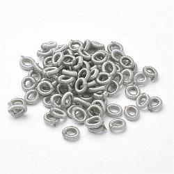 Polyester Weave Beads, Ring, Light Grey, 6x2mm, Hole: 3mm, about 200pcs/bag