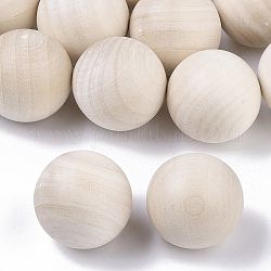 Boule ronde en bois naturel, boules de bricolage en bois décoratif, sphère en bois non fini, pas de trous / non percés, non teint, sans plomb, blanc antique, 29~30mm