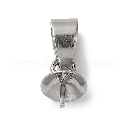 304 Edelstahlbecher Pearl Peg Bails Pin Anhänger, für die Hälfte gebohrt Perlen, Edelstahl Farbe, 13 mm, Anhänger: 8x6 mm, Bohrung: 5x3.5 mm, Stift: 0.7 mm