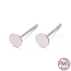 Accessoires boucles d'oreilles en argent [925]/[1000] rhodié, platine, 925mm, pin: 11x4 mm