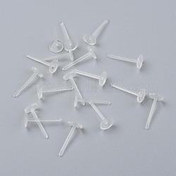 Eco-Friendly Plastic Stud Earring Findings, Flat Round, Clear, 11.5x4.5mm, Pin: 0.8mm, about 10000pcs/bag