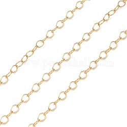 Cadenas de cable de latón, soldada, cadenas llenas de oro real de 14k, real 14k chapado en oro, link: 3x2.3x0.3 mm