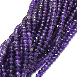 Natural Amethyst Beads Strands, Faceted, Rondelle, 5.5~6x4~4.5mm, Hole: 1mm, about 95pcs/strand, 15.59''(39.6cm)