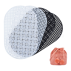 Wadonn 刺繍用プラスチックメッシュキャンバスシート 4 個  2 色オーバルメッシュ編みかぎ針編みバッグ底 7.9x4.9 インチブランク針先キャンバスシートプラスチックメッシュマットアクリル糸クラフト織りプロジェクト