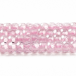 Fili di perline di zirconi cubici, rondelle sfaccettato, perla rosa, 3x2mm, Foro: 0.6 mm, circa 164~172pcs/filo, 14.57~14.88 pollice (37~37.8 cm)