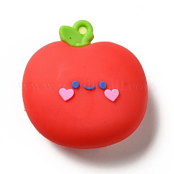 Подвески из пвх с фруктовой тематикой, яблоко, красные, 42.5x41x19.5 мм, отверстие : 3 мм