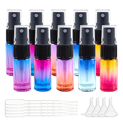 Benecreat 10 Packung 5 ml Farbverlaufsglas-Sprühflasche mit Staubkappe Mini-Feinnebelzerstäuber mit 10 Stück Tropfer und 4 Stück Trichter für kosmetisches Make-up für Parfümspender