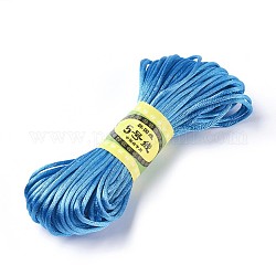 Cordon de polyesteron coréen, corde à nouer chinoise, corde de satin de rattail, Dodger bleu, 2.5mm, environ 21.87 yards (20m)/paquet