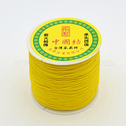 Cordons de fibre de polyester à fil rond, jaune, 0.8mm, environ 109.36 yards (100 m)/rouleau