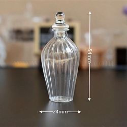 Miniatur-Glasflasche, mit Deckel, für Puppenhauszubehör, das Requisitendekorationen vortäuscht, Transparent, 24x54 mm