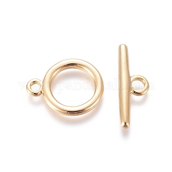 Brass Toggle Clasps, for DIY Jewelry Making, Real 18K Gold Plated, Ring: 13x1.5mm, Bar: 19.5x6.5x2mm, Hole: 1.6mm/2.5mm
