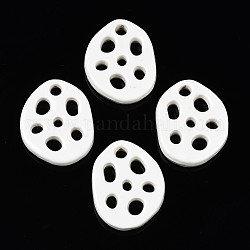 Handmade Porcelain Filigree Joiners, Lotus Root Charms, White, 49x39x8.5mm, Hole: 5~8.5mm