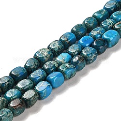 Fili di perline naturali di dolomite, tinto, cuboide, dodger blu, 7~7.5x5~5.5x5~5.5mm, Foro: 1.2 mm, circa 55pcs/filo, 15.67~15.94 pollice (39.8~40.5 cm)