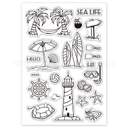 Timbri in plastica pvc, per scrapbooking diy, album fotografico decorativo, fabbricazione di carte, fogli di francobolli, motivo a tema oceano, 16x11x0.3cm