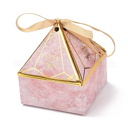 Бумажные складные подарочные коробки, треугольная пирамида со словом только для вас и лентой, на подарки конфеты упаковка печенья, розовые, 7x7x9 см