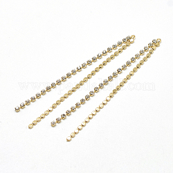 Grandi pendenti con nappine a catena in ottone, con zirconi, chiaro, vero placcato oro 18k, 68~70x4x2mm, Foro: 1 mm