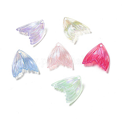 Pendenti in acrilico trasparente iridescente arcobaleno con placcatura uv, fascino a coda di pesce, colore misto, 27x25.7x5mm, Foro: 1.6 mm