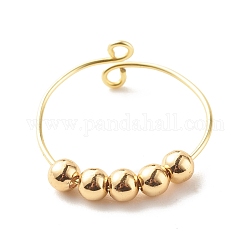 銅線巻き指輪  男性女性のための真鍮ビーズリング  ライトゴールド  usサイズ10 1/2(20mm)