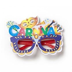 Fieltro brasil carnaval gafas marco decoración, gafas máscaras de disfraces, accesorios de actuación en el escenario, con soporte de plástico, patrón de instrumentos musicales, 130x170x16mm