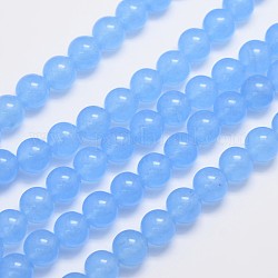 Натуральные и крашеные нити шарик Malaysia нефрита, круглые, Небесно-голубой, 10 мм, отверстие : 1.0 мм, около 38 шт / нитка, 15 дюйм