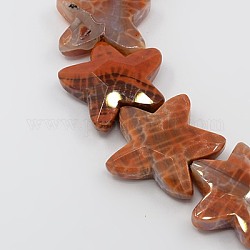 Natural Fire Crackle Agate Beads Strands, Dyed & Heated, Faceted, Starfish, 32x11mm