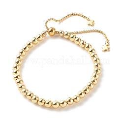 Messing Perlen Armbänder, Runde, golden, Perlen: 0.18 Zoll (4.5 mm), Innendurchmesser: 2~3-1/8 Zoll (5.2~7.9 cm)