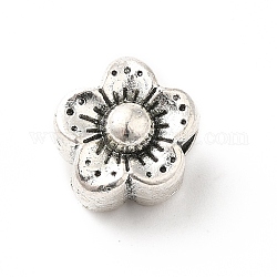 Perline foro grande in lega sitle tibetano, perline con foro grande, fiore, argento antico, 11.5x11.5x9.5mm, Foro: 4.2 mm, circa 177pcs/500g