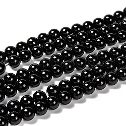 Fili di perle di ossidiana senza occhi naturali, tondo, 8mm, Foro: 1 mm, circa 46~49pcs/filo, 14.8~15.3 pollice