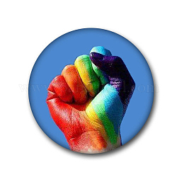 Pin de solapa de hojalata redondo plano del orgullo del color del arco iris, insignia para ropa de mochila, cuerpo, 44mm