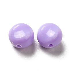 Opaque Acrylic Beads, Flat Round, Lilac, 9.5~10x12mm, Hole: 1.8mm, about 1110pcs/500g