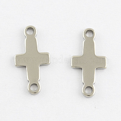 Sideways Cross Stainless Steel Links connectors, Stainless Steel Color, 18x9x1mm, Hole: 1.5mm