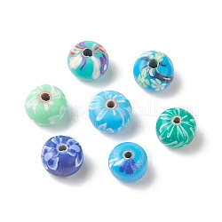 Manuell Polymer Ton Perlen, Unterlegscheibe mit Blumenmuster, Mischfarbe, 8~11x6~6.5 mm, Bohrung: 1.8~2.5 mm