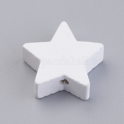 Natural Wood Beads, Dyed, Star, White, 19x19.5x6mm, Hole: 2mm, about 780pcs/500g
