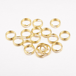 Anillos partidos de hierro, anillos de salto de doble bucle, sin plomo y cadmio, dorado, 8x1.4mm, aproximamente 6.6 mm de diámetro interior, solo alambre: 0.7mm, aproximamente 350 unidades / 50 g