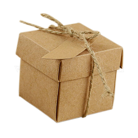 50pcs Brown Box Kraft Paper,Rectangle Wedding Favor Gift Box with Hemp Rope for Wedding Birthday Holiday Baby Shower Favor (2x2x2 Inch)