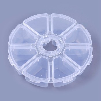 プラスチックビーズ収納ケース  フリップトップビーズ収納  8のコンパートメント  透明  10.5x10.5x2.8cm