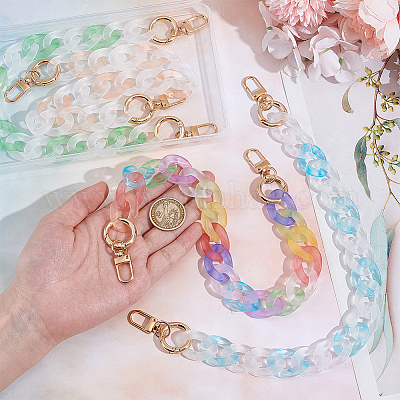4 шт. 4-цветные градиентные акриловые витые цепочки-удлинители для сумок HJEW-UN00075-1