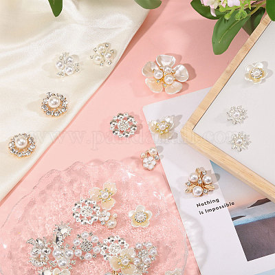 48 шт. 12 стиля кабошонов из сплава со стразами FIND-CA0011-02-1