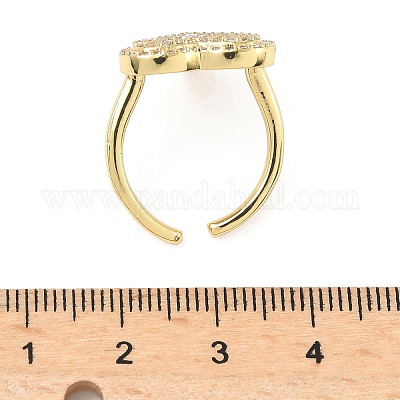 Кольца-манжеты в форме сердца из латуни с микропаве из кубического циркония для женщин RJEW-A069-12G-1