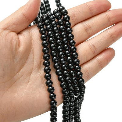 Круглые бусины из экологически чистого окрашенного стекла с жемчугом HY-A002-6mm-RB080-1