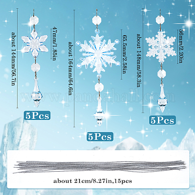 Подвесные украшения из акриловых снежинок HJEW-SP0001-04C-1