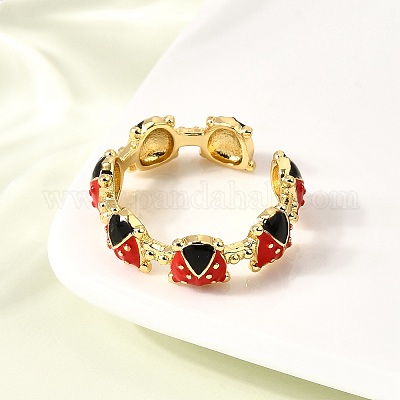 Латунные эмалевые регулируемые открытые манжеты для женщин RJEW-I111-01G-08-1